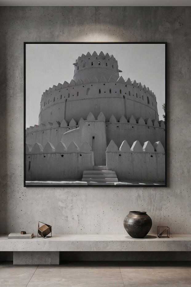 Al Jahili Fort Al Ain Architecture Wall Art | Square Framed Canvas Print | Luxury Home Decor