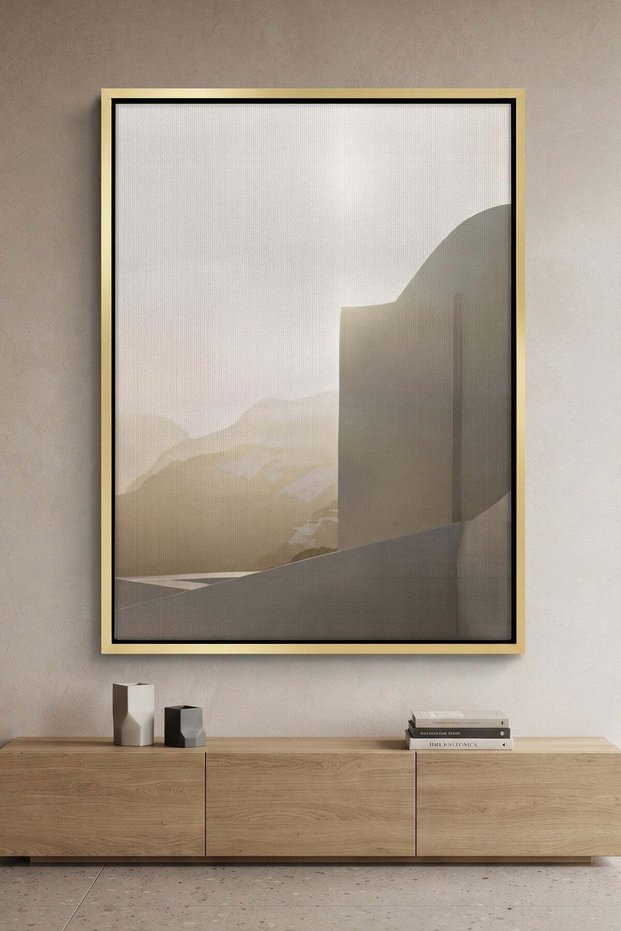 Contemporary Desert Structure Architecture Wall Art | Portrait Framed Canvas Print | Home Decor