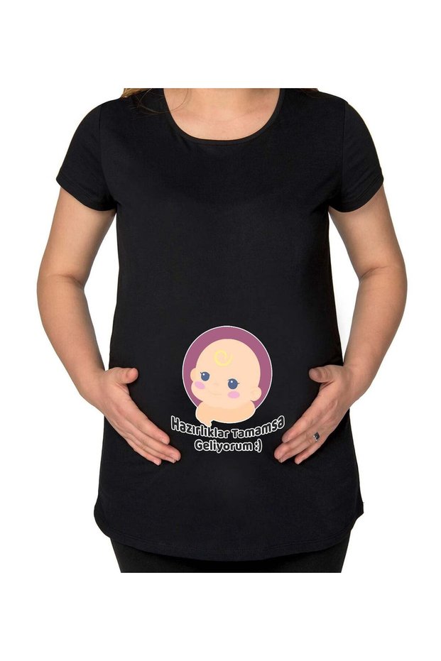 Humorous Design Black Maternity T-Shirt-1, Maternity Clothing, Gift for Wife