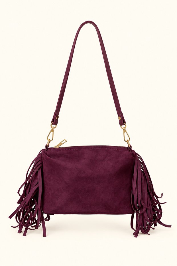 Velora Tasseled Suede Bag 98-127 Std Mürdüm