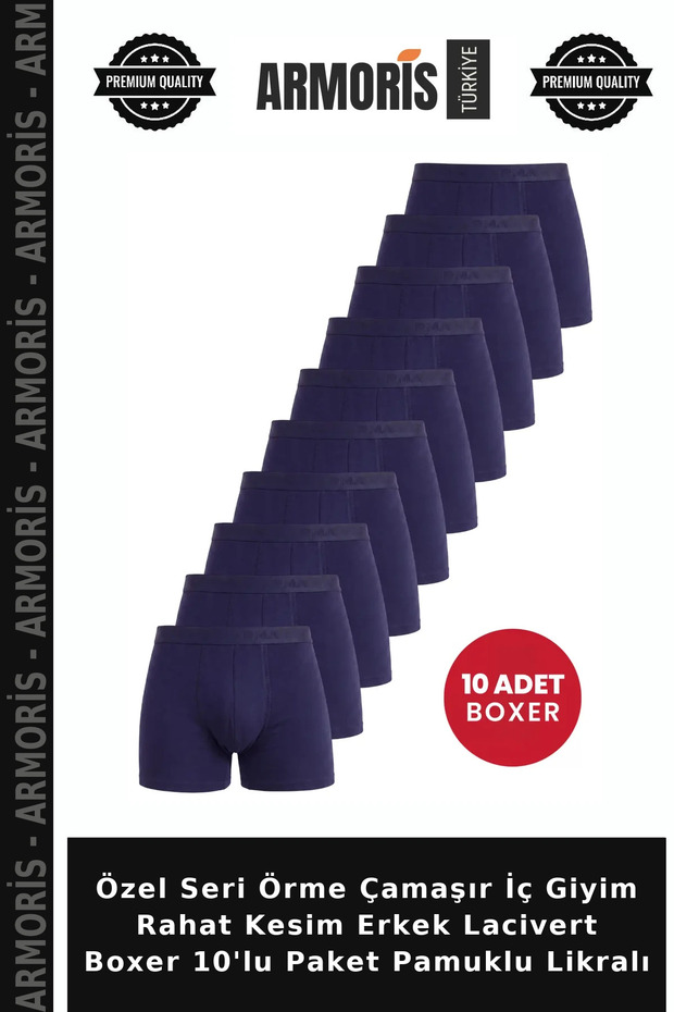 Special Series Knitted Laundry Underwear Comfortable Cut Men's Navy Blue Boxer 10'Lu Package Cotton Lycra