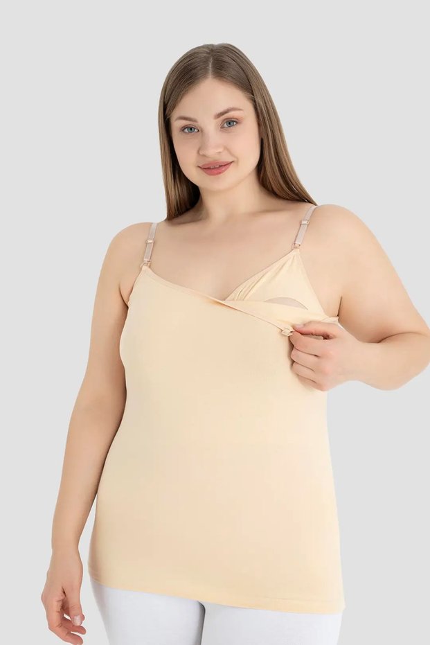 Special Production Women's Breastfeeding Undershirt, Cotton Lycra, Practical Snap Fastener Clothing