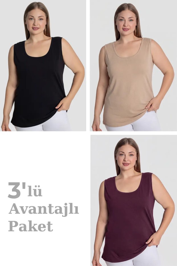 Women's Cotton Plus Size Thick Strap Undershirt 3-Pack Comfortable Model Home Wear Daily Wear