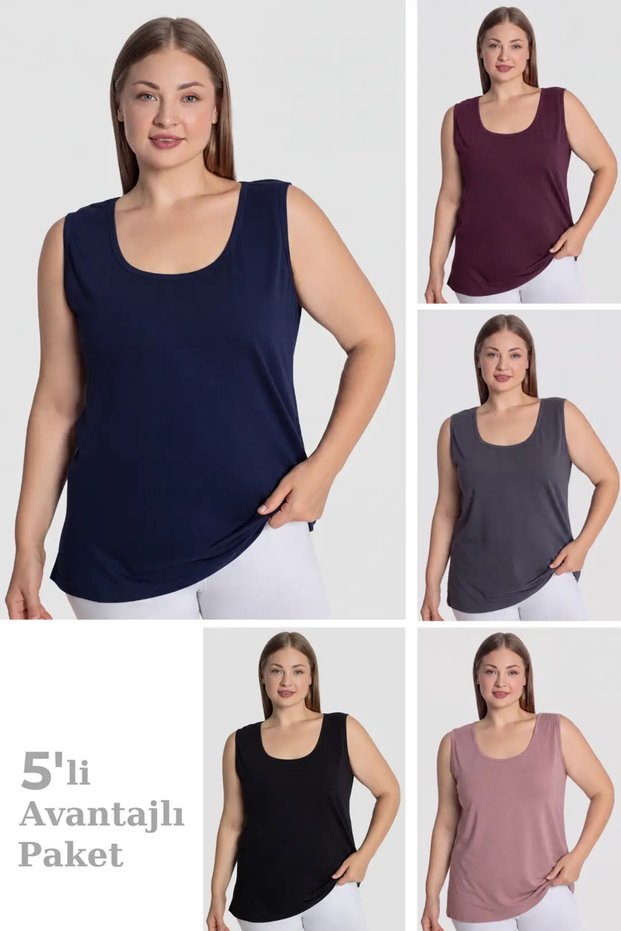 Women's Cotton Plus Size Thick Strap Undershirt Colorful 5-Pack Underwear Seasonal Breathable