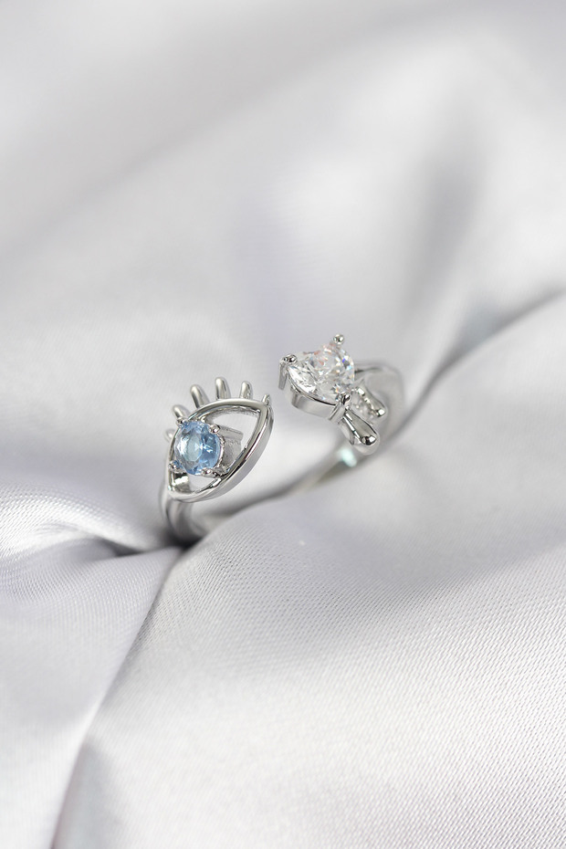 Tear Drop Model Silver Color Zircon Stone Women's Ring