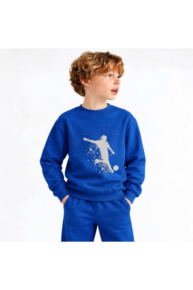 Team Sweatshirt Footballer-Parcalanmaprinted Girls Boys Crew Neck