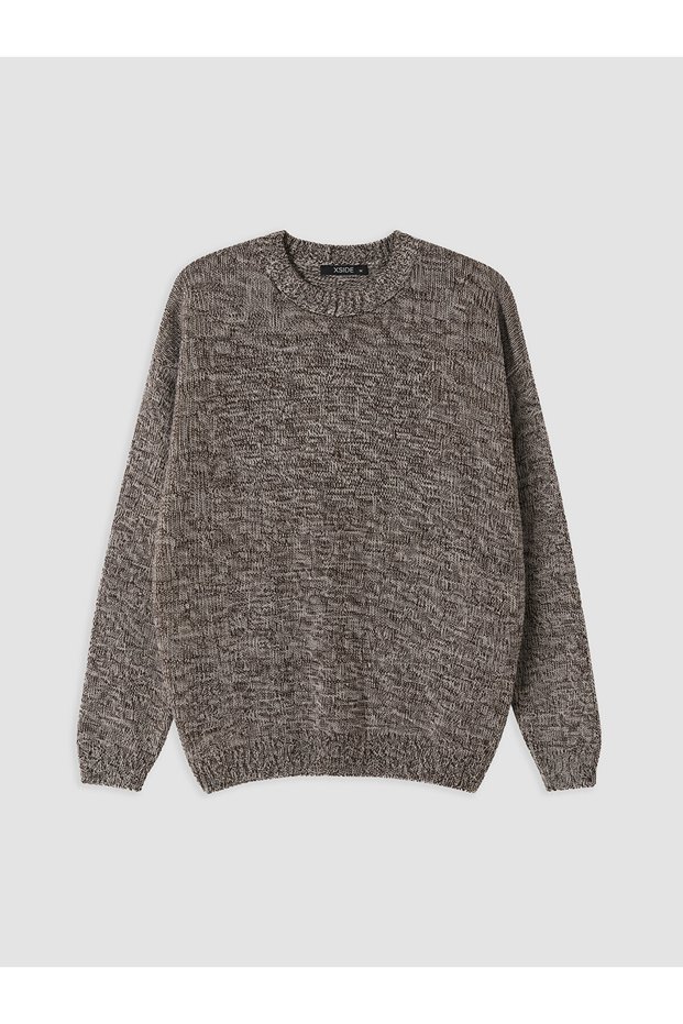 Ozmarka New Season Brown Crew Neck Men's Knitwear Sweater