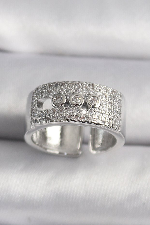 Brass Silver Color Zircon Stone Messika Model Women's Ring