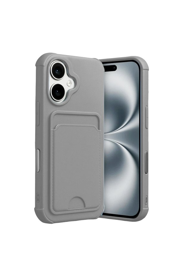 Apple iPhone 17 Kelvin Silicone with Business Card Holder - Gray