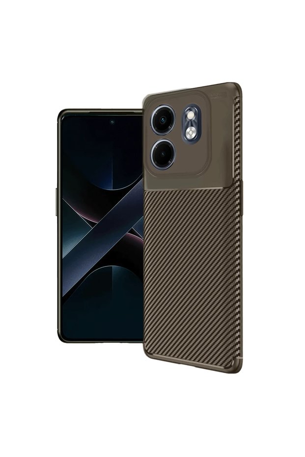 Infinix Hot 50I 4g Case Auto Focus Carbon Cover - Brown