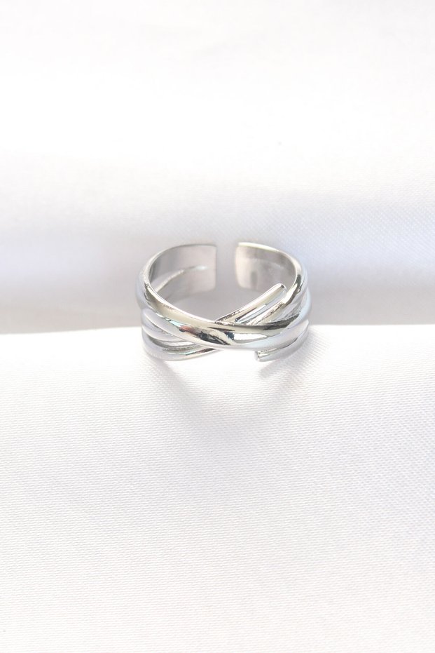 Thick Silver Color Adjustable Ring