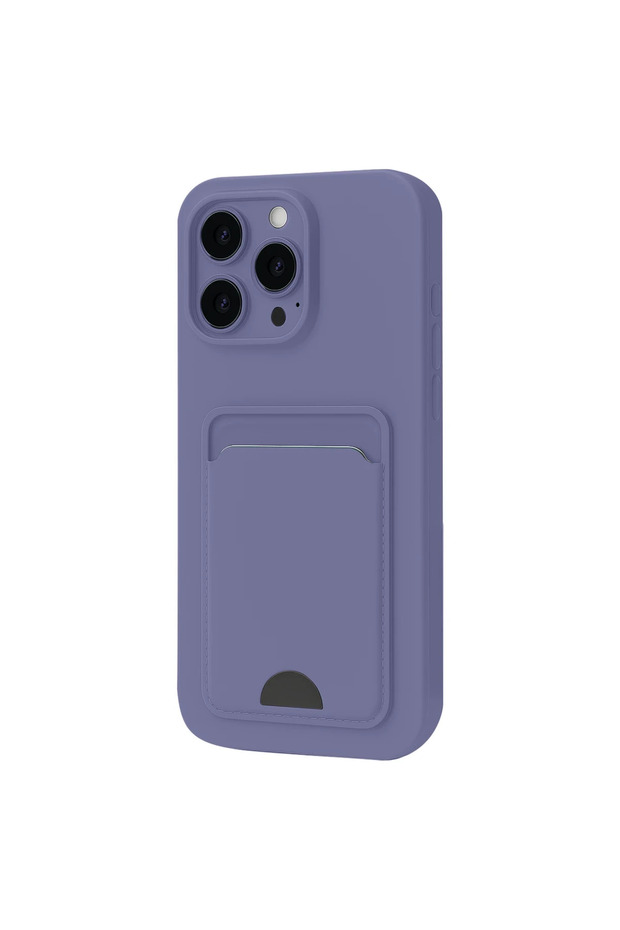 Apple iPhone 16 Pro Case Kelvin Silicone with Business Card Holder - Lilac