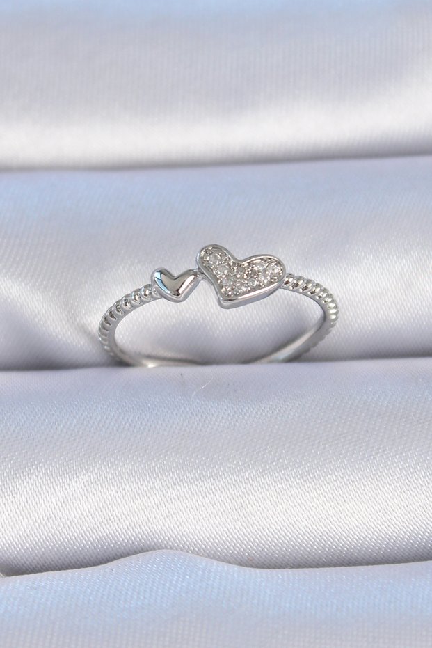 Brass Silver Color Zircon Stone Model Women's Ring