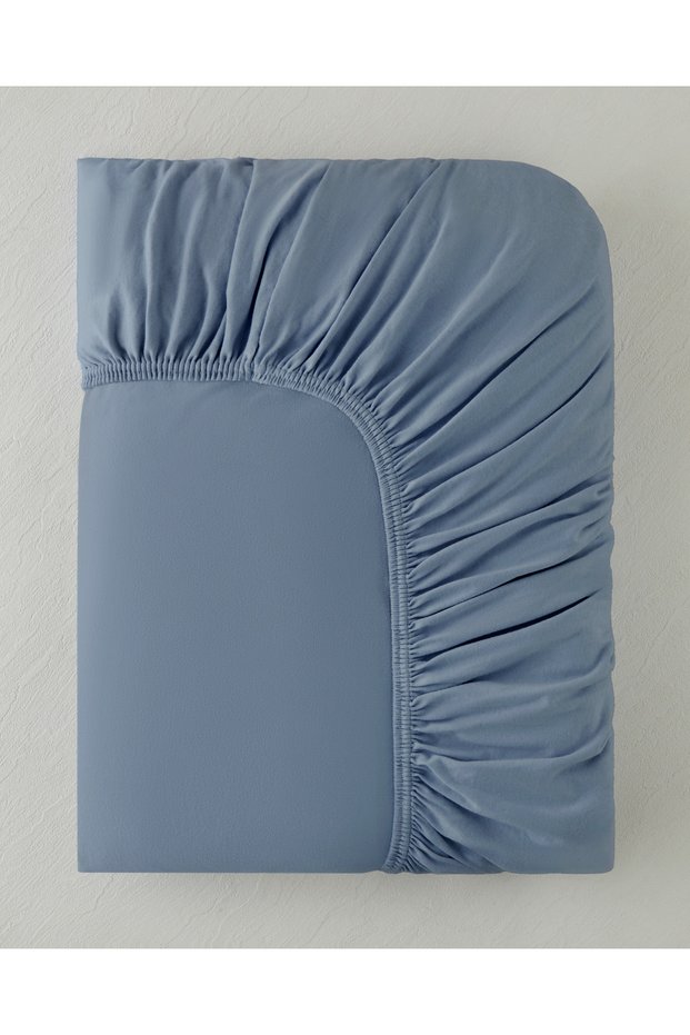 Pure Cotton Combed Double Elastic Bed Sheet 160X200 cm Blue