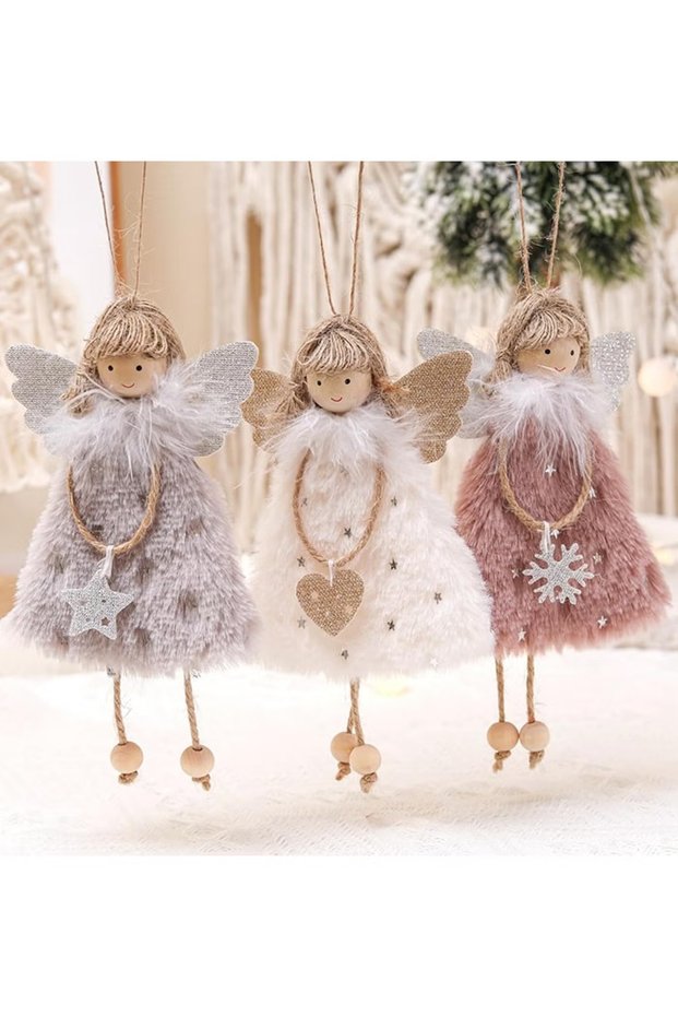 3pcs Doll Pendants,Holiday Decoration, Tree Hanging Ornaments, Cute Plush Doll Girls,for Tree Decorations (B)