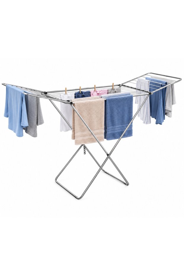 Stainless Steel Foldable Clothes Drying Rack, Multi-Level Winged Laundry Stand