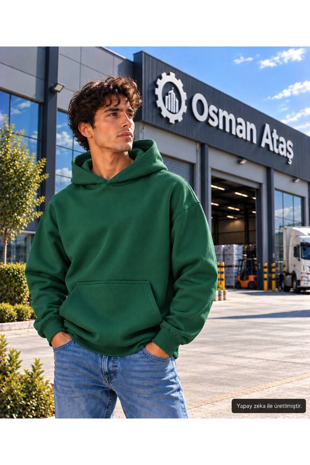 Men's Melange Basic Hooded Sweatshirt - Draped Comfortable Fit Sweatshirt with Kangaroo Pockets