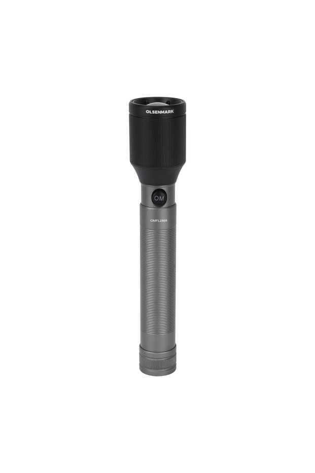 Rechargeable LED Zoomable Flashlight- OMFL2868/ with Non-Corrosive Aluminum Body, 30W White Laser LED/Long Life Battery, 5 Hours Working, >3 Hours Charging/Silver