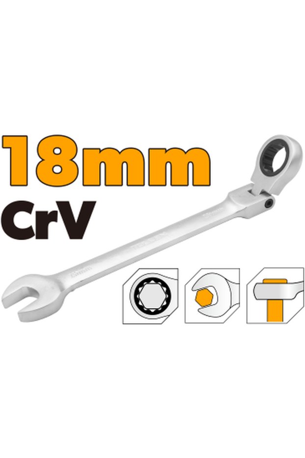 Flexible Head Combination Ratchet Spanner 18mm