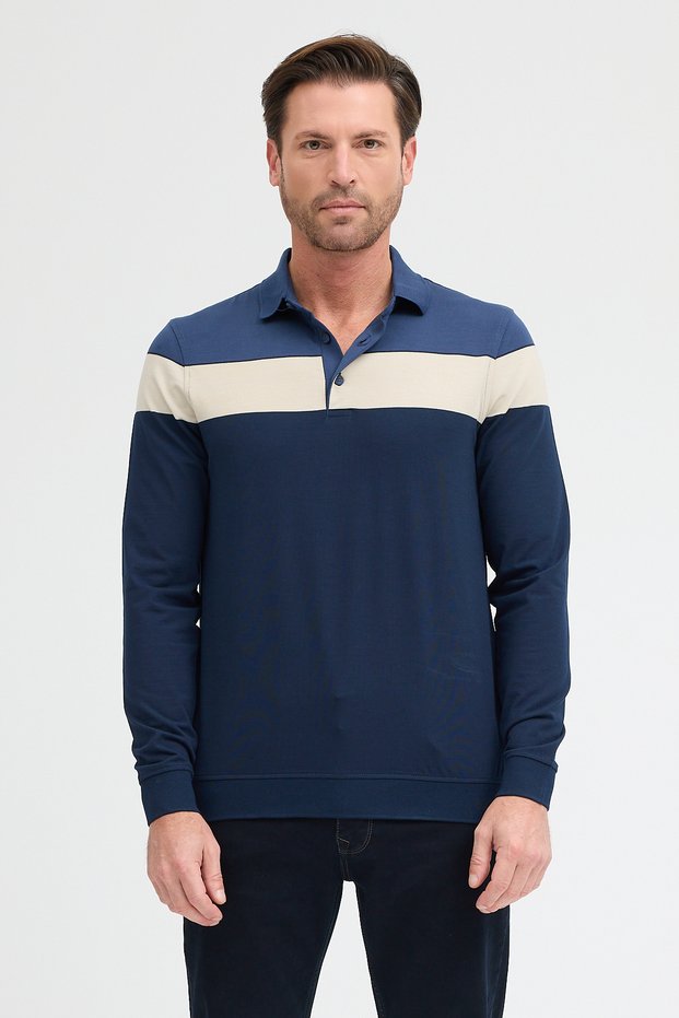 Men's Polo Neck Long Sleeve Sweatshirt