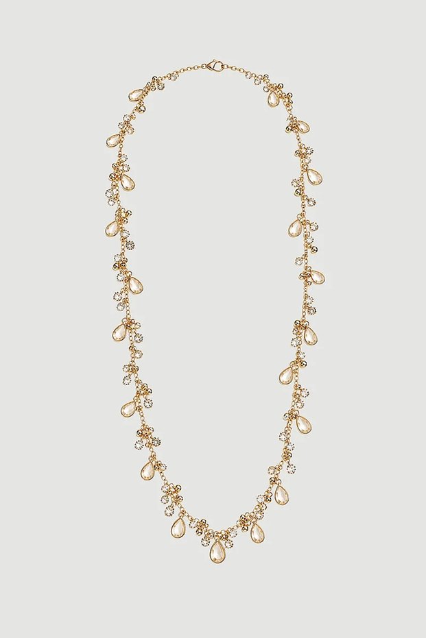 Stone Pendant Necklace - Gold
