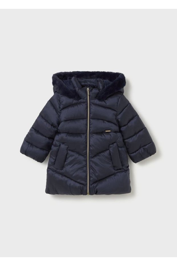 Baby Girl Hooded Inflatable Coat Navy Blue 2440