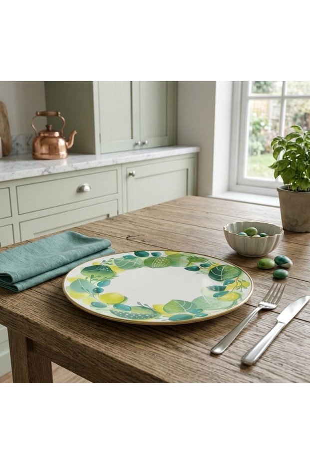 30 cm Lemon Enamel Serving Plate - Decorative Item