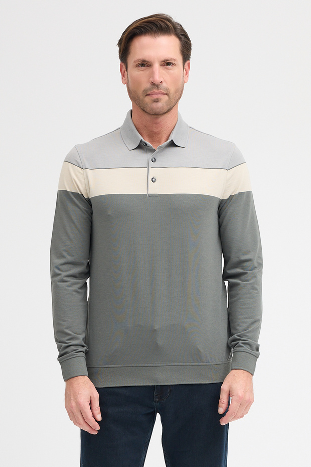 Men's Polo Neck Long Sleeve Sweatshirt