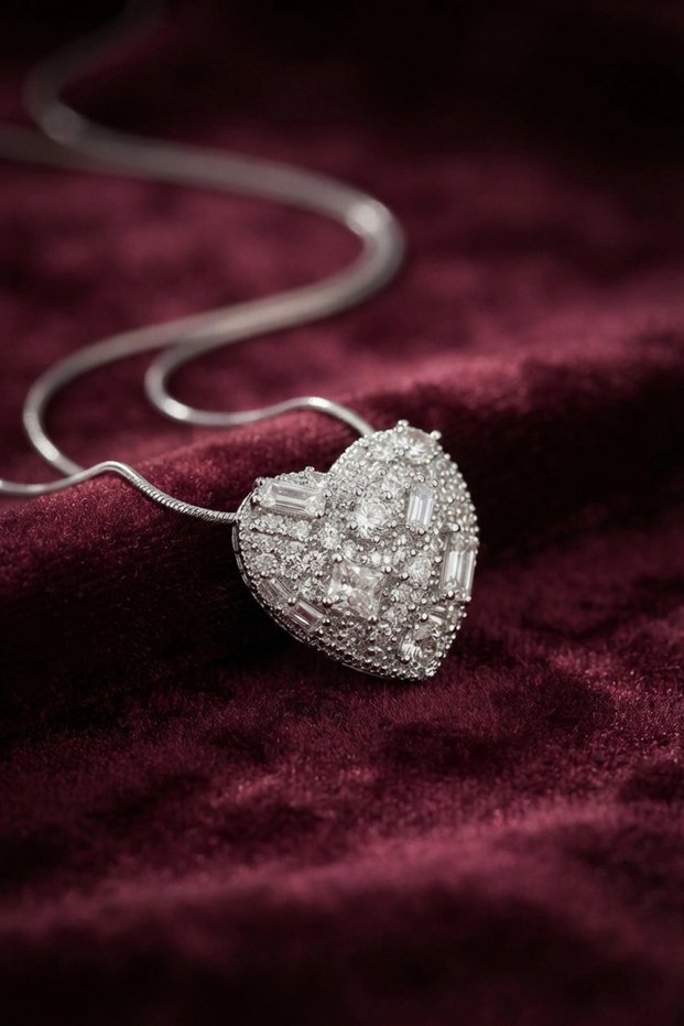 316l stainless steel silver-tone necklace with zircon stone detailing