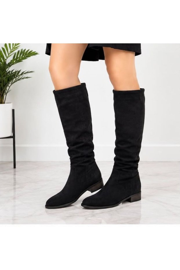 Women's Daily Flat Sole Zippered Suede Boots
