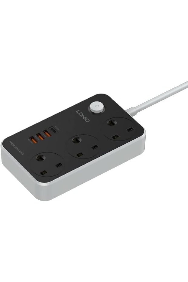 SC3412 3 منافذ USB، منفذ Type-C، طاقة 3.4 أمبير، 3 محولات مقابس، كابل تمديد بطول 5 متر مع 3 مقابس تيار متردد