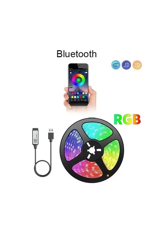 1m Bluetooth USB RGB LED Tape 5V Flexible Strip Bluetooth Control Self Adhesive Diode Lamp For TV Ba