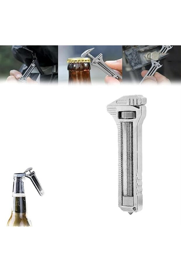 Compact Titanium Multi-tool, Mini Multitool Wrench, Bottle Opener, Nail Puller, Caliper