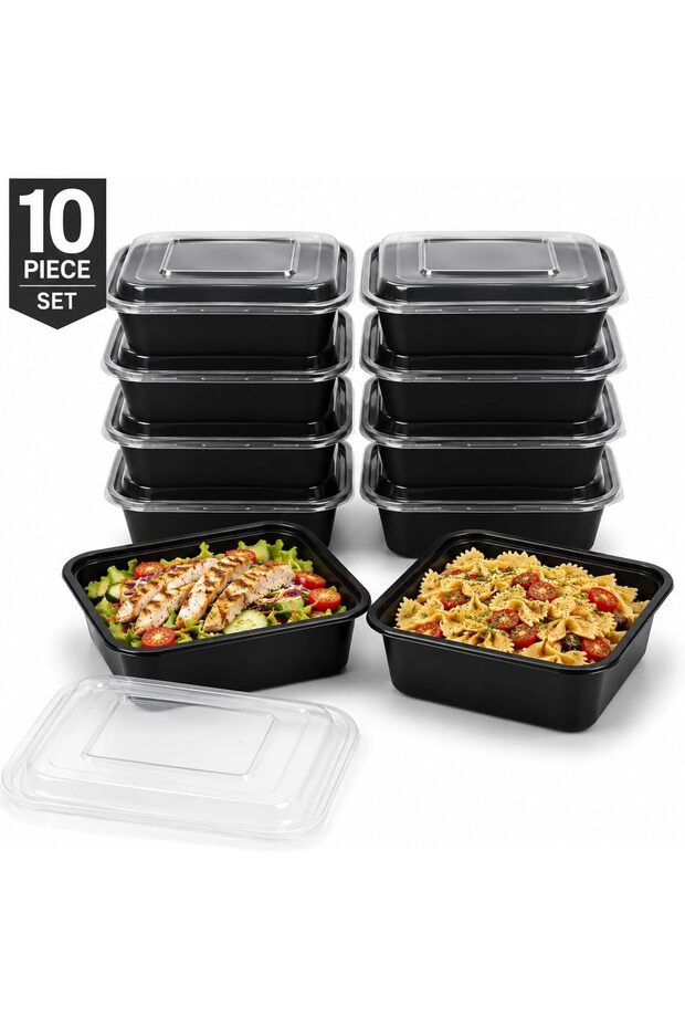 Meal Prep Containers with Lids, 10 Pack 750cc Food Storage Containers, BPA-Free Reusable Lunch Boxes, Leak-Proof Plastic Containers, Microwave, Freezer & Dishwasher Safe for Meal Prep & Takeaway