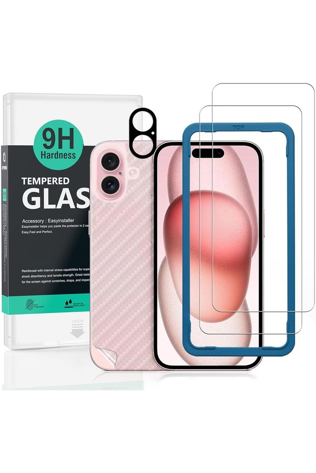 واقي شاشة (عبوة من قطعتين) متوافق مع هاتف آبل آيفون 16 بلس 5G مقاس 6.7 بوصة، زجاج مقوى بصلابة 9H، مع