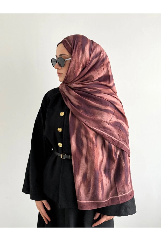 Retro Wave Kraş Shawl - Chestnut