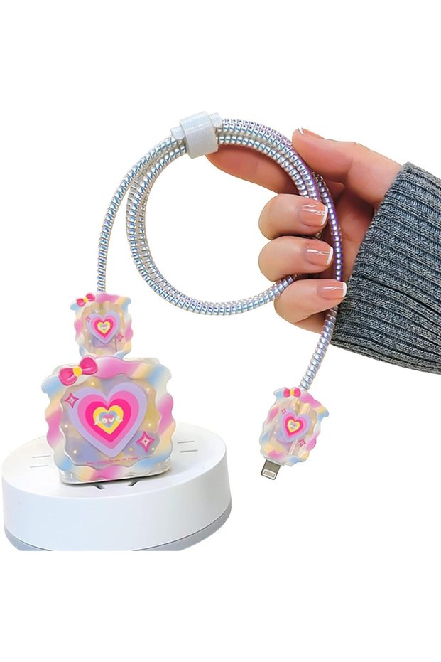 واقي كابل شحن معزز، طقم من 5 قطع لحماية كابل شاحن آيفون، حماية مرنة للأسلاك