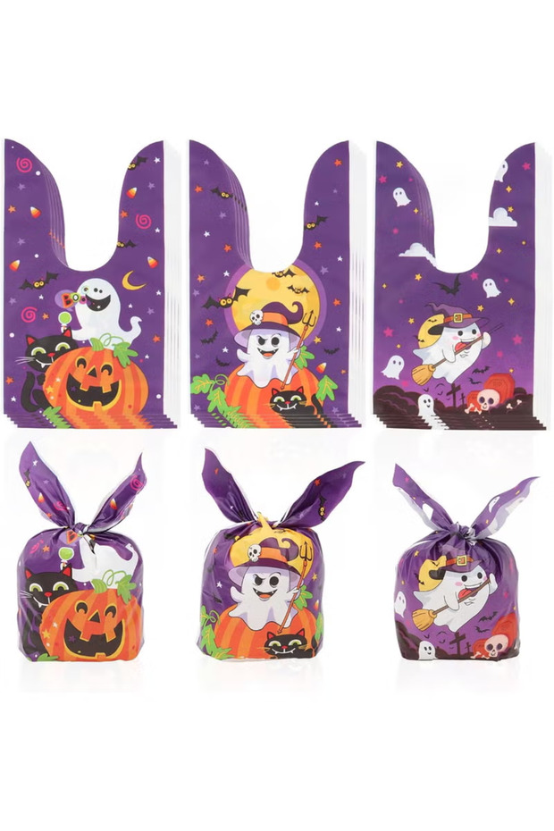 Halloween Treat Bags(3 Patterns With, 50 Pieces Ghost),Halloween Candy Bags for Trick or Treating.Halloween Treat Bag Party Supplies Halloween Bag