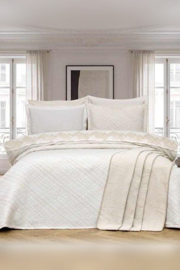 (nev) bedspread duvet cover set cage beige
