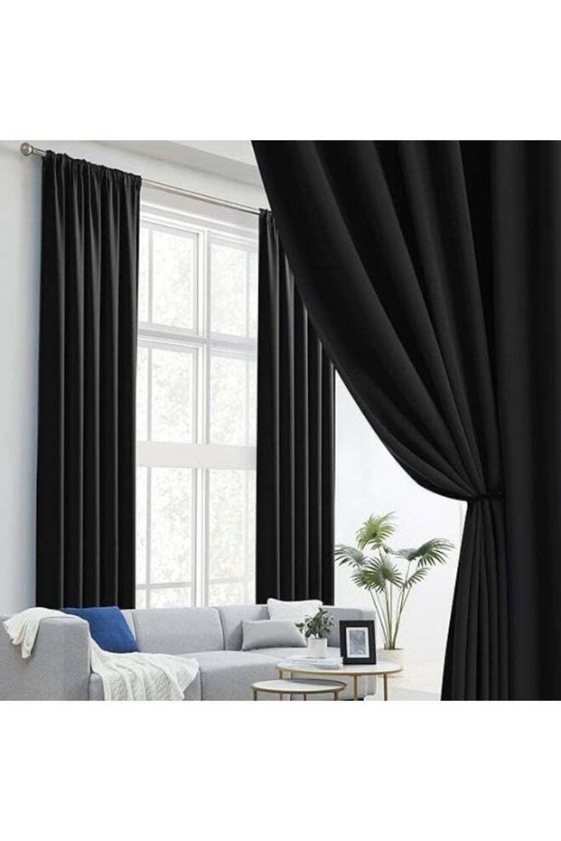 DUNISO 2 Panels Super Large Blackout Curtains (Black,132*241cm)Thermal Insulated Room Darkening Curt
