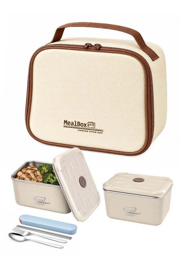 NAFAS SUS316 Stainless Steel Lunch Box Set, 2 Pack Leakproof Water Bath Heating Bento Containers, De