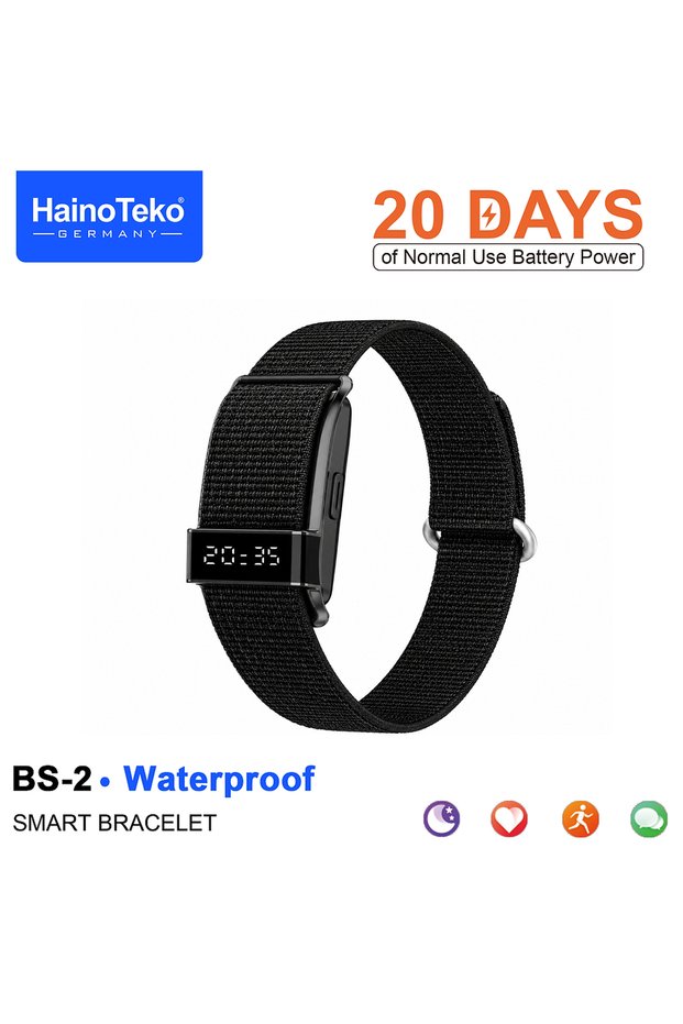 BS-2 Waterproof Smart Bracelet with Heart Rate Monitor, Pedometer, Sleep Tracking, Exercise Tracking and 20-Day Battery Life Designed for Ladies and Gents