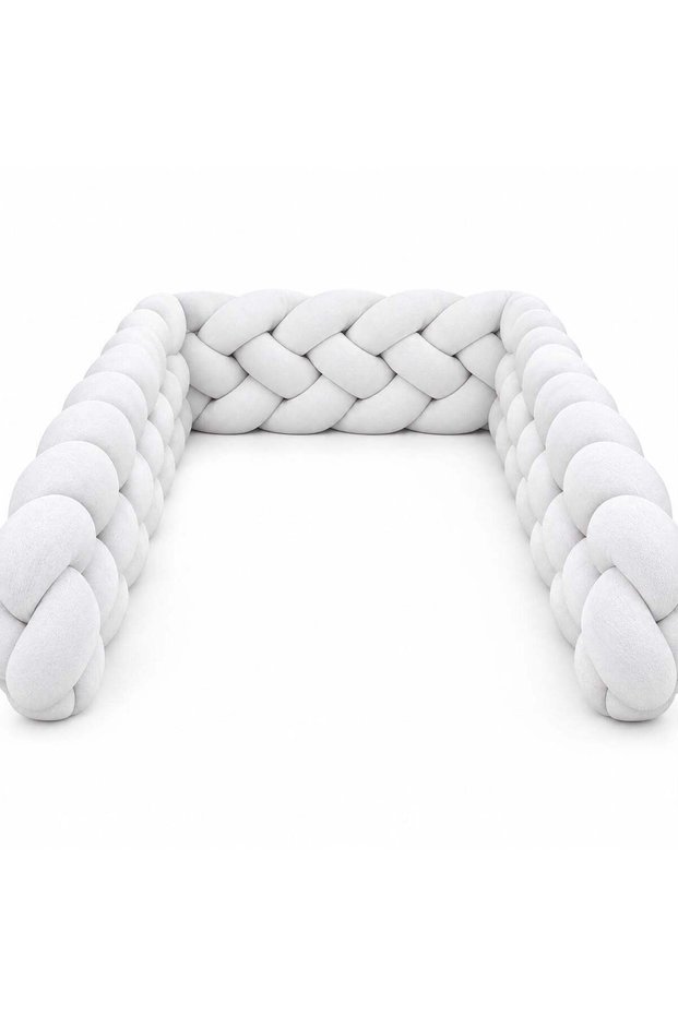 Knotted Braided Crib Bumper -White- 280 cm