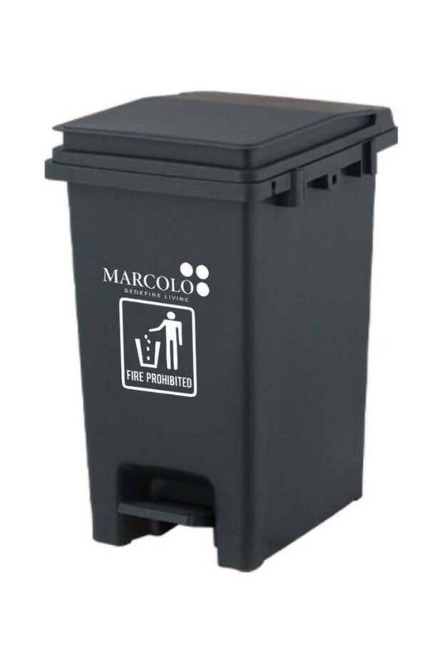 MARCOLO 30L Foot Pedal Dustbin, Grey, Compact Polypropylene Waste Bin with Lid for Home, Kitchen and