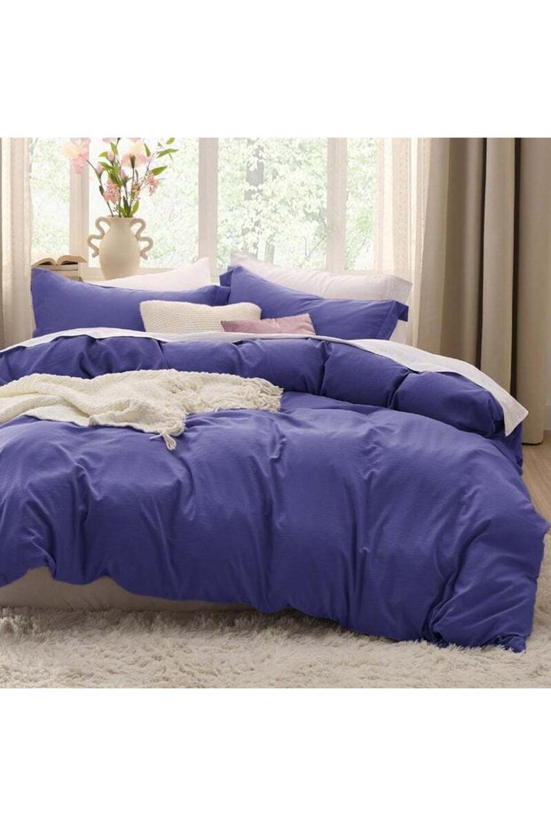 Bedsure Skipper Blue Duvet Cover King Size - 3 Pieces Prewashed Cotton-Like Polyester Extra Soft Bed