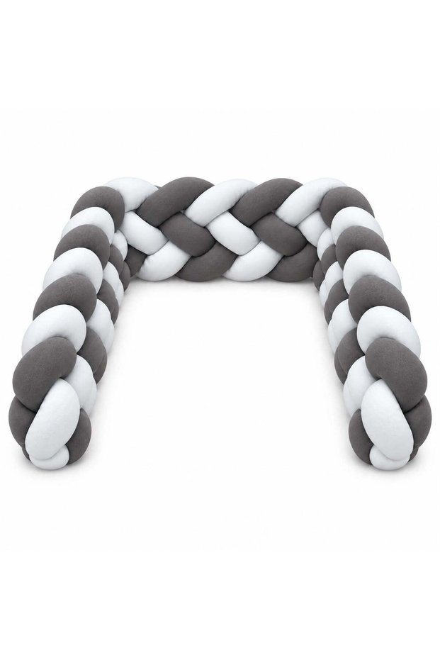 Knotted Braided Crib Bumper - Grey - 280 cm