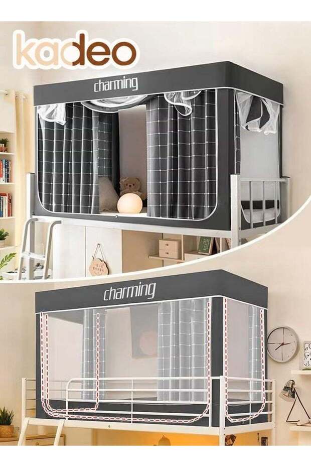 kadeo Dorm Bunk Bed Curtains, Breathable Single Sleeper Bed Canopy Tents, Blackout Bed Tent Curtain