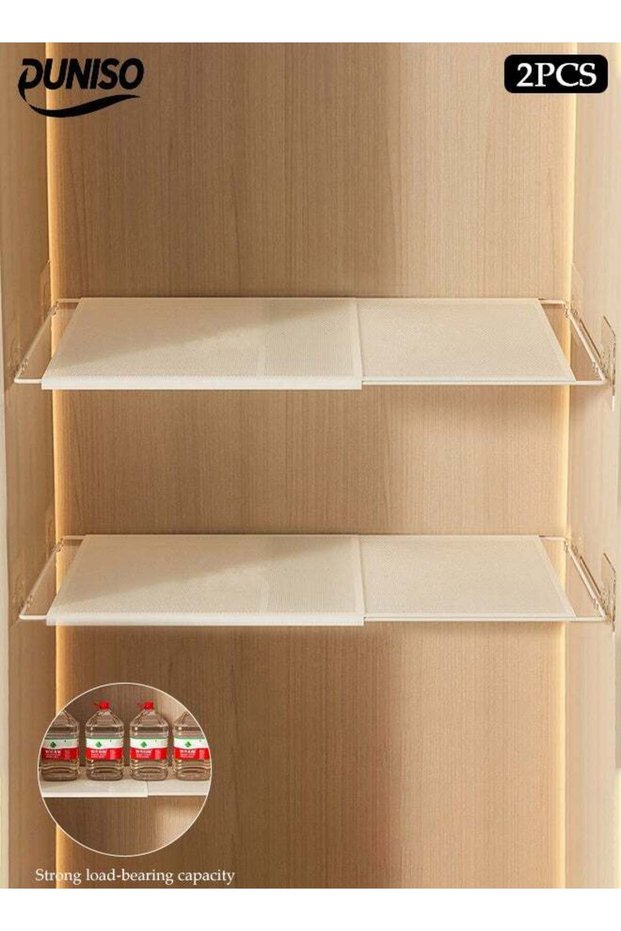 DUNISO Expandable Closet Shelf, Adjustable Storage Rack, Wardrobe Layered Partition Cabinet Organize