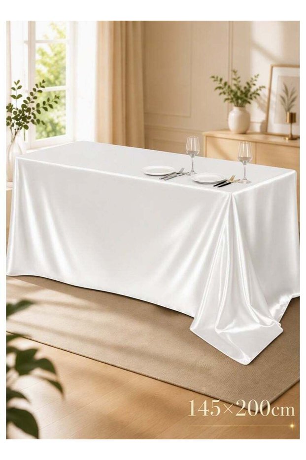 Woofixer Satin Tablecloth 145*200cm, Overlay Satin Table Cover Rectangle Bright Silk Tablecloth Smoo