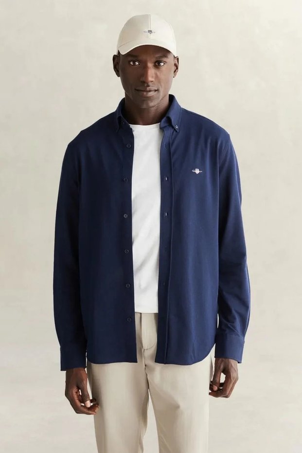 Men's Navy Blue Regular Fit 100% Cotton Shirt